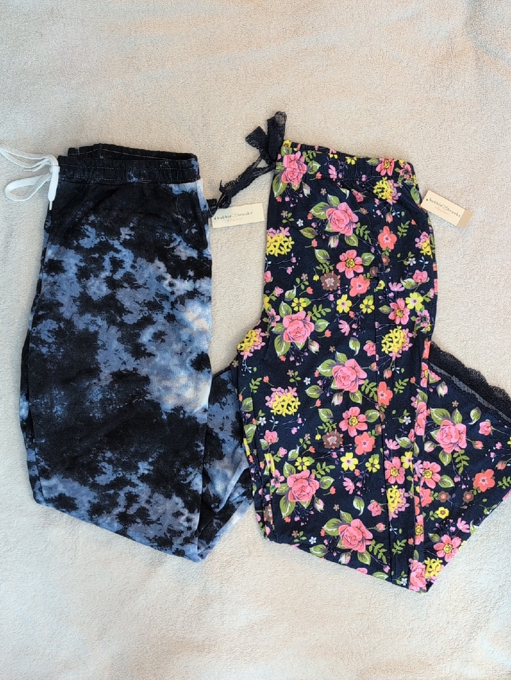 NWT Plus Size 2X Bobby Brooks Bundle: Blue Tie-Dye Joggers & Floral Pajama Pants
